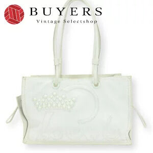 Loewe Tote Bag Crown Logo Stitch Leather White Studs Shopper Shoulder